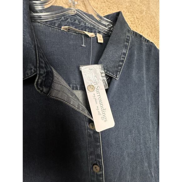 Soft Surroundings Je Veux Midi Shirt Dress Size 2X Denim Blue - Picture 13 of 16